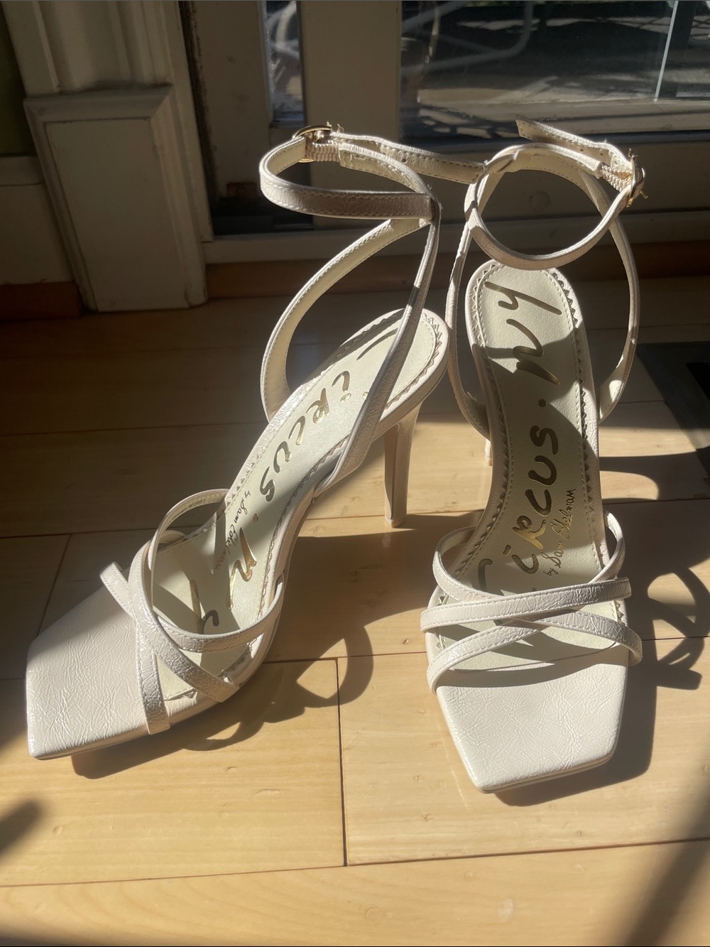 CIRCUS by Sam Edelman Ivory Ankle-Strap Stiletto Sandals